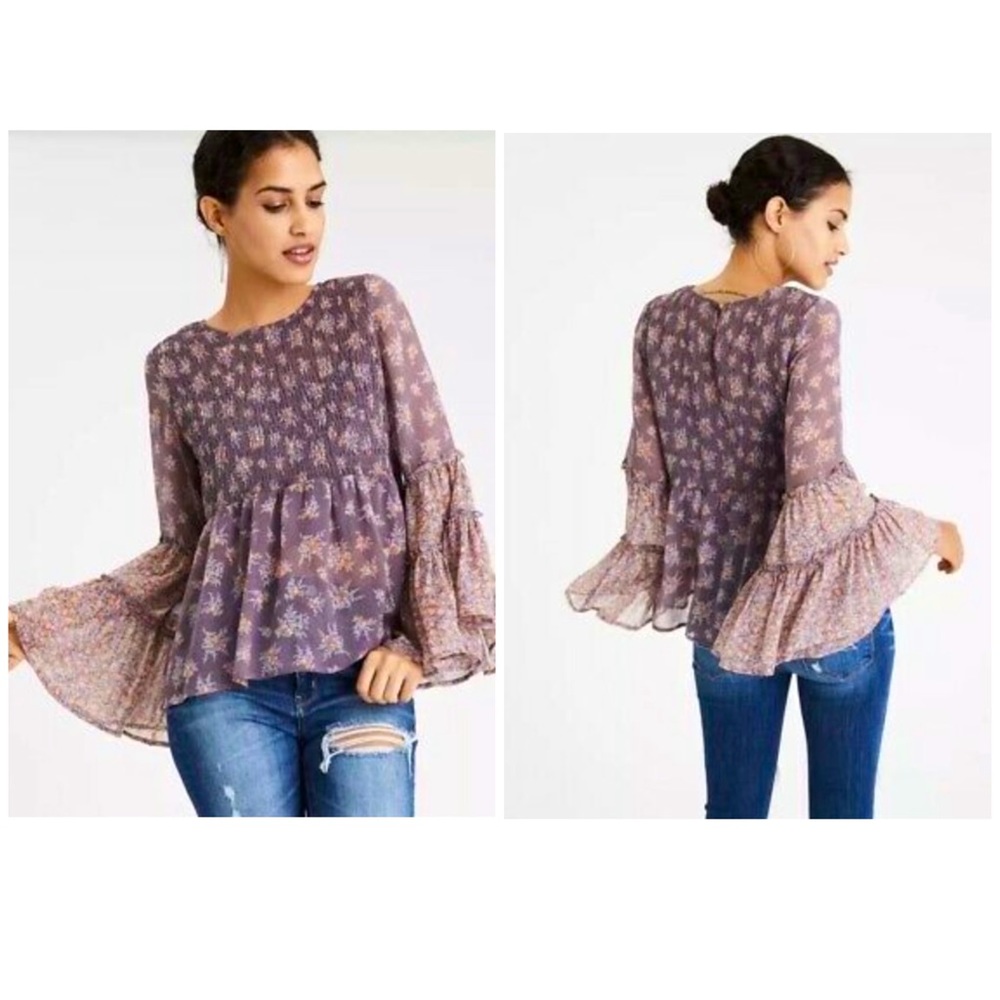 American Eagle Floral Chiffon Top